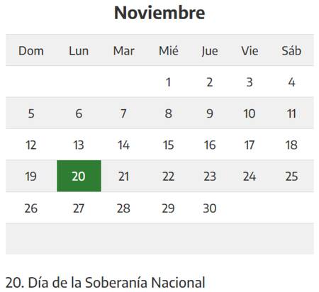 Feriado noviembre 2023.