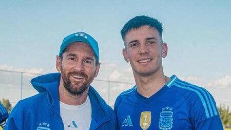 Lionel Messi y Franco Mastantuono. Foto: Instagram @franco.mastantuono