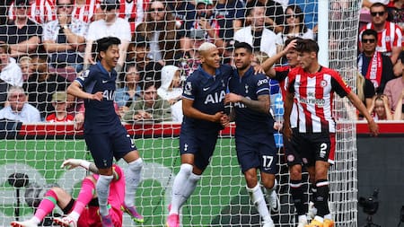 El festejo de Cristian "Cuti" Romero contra Southampton. Foto: Reuters.