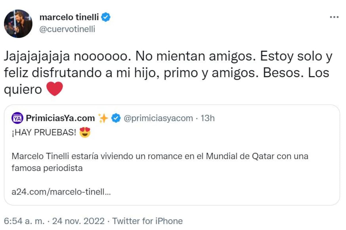 La respuesta de Marcelo Tinelli. Foto: Twitter.