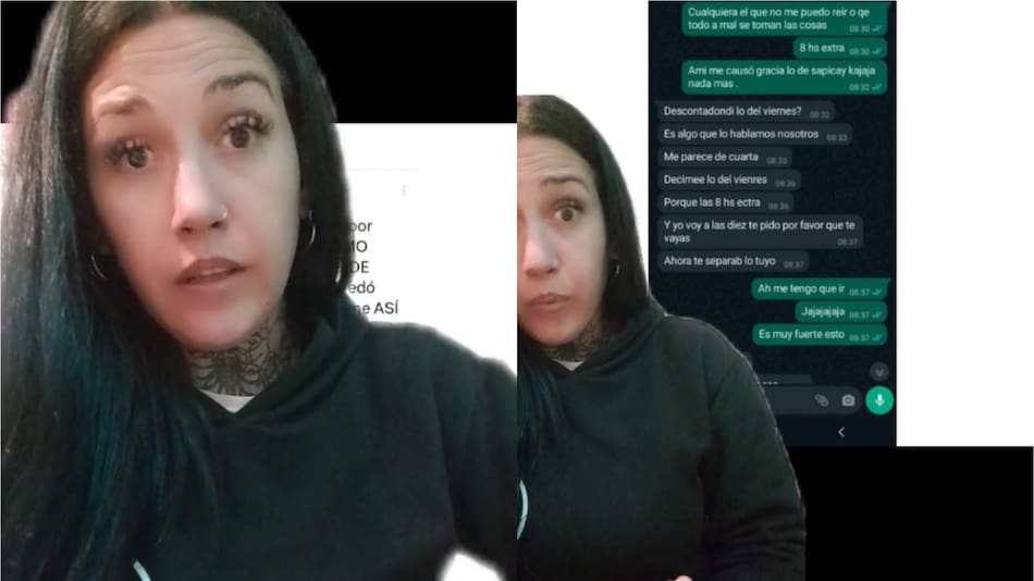 La joven que fue despedida por compartir un meme. Fotos: captura video.