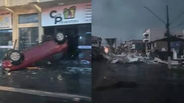 Autos y viviendas destrozadas: los videos más impresionantes del paso de dos tornados en Misiones y el sur de Brasil