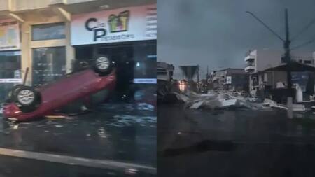 Autos y viviendas destrozadas: los videos más impresionantes del paso de dos tornados en Misiones y el sur de Brasil
