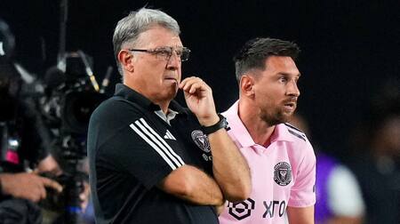 Lionel Messi y Gerardo Martino en el Inter Miami. Foto: REUTERS.