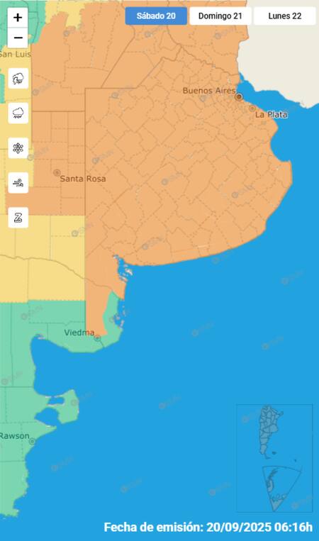 Alerta naranja por tormentas fuertes para Buenos Aires.