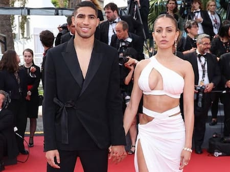 Achaf Hakimi y Hiba Abouk. Foto: EFE.