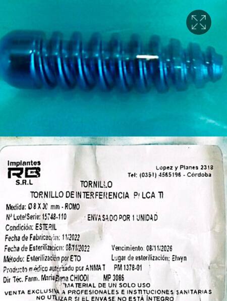 Unidades falsificadas de un tornillo de interferencia