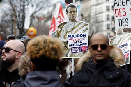 Manifestaciones contra Macron en Francia. Foto: Reuters.