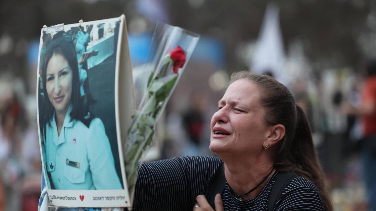 Familiares de las víctimas del atentado de Hamás, su primer aniversario. Foto: EFE.