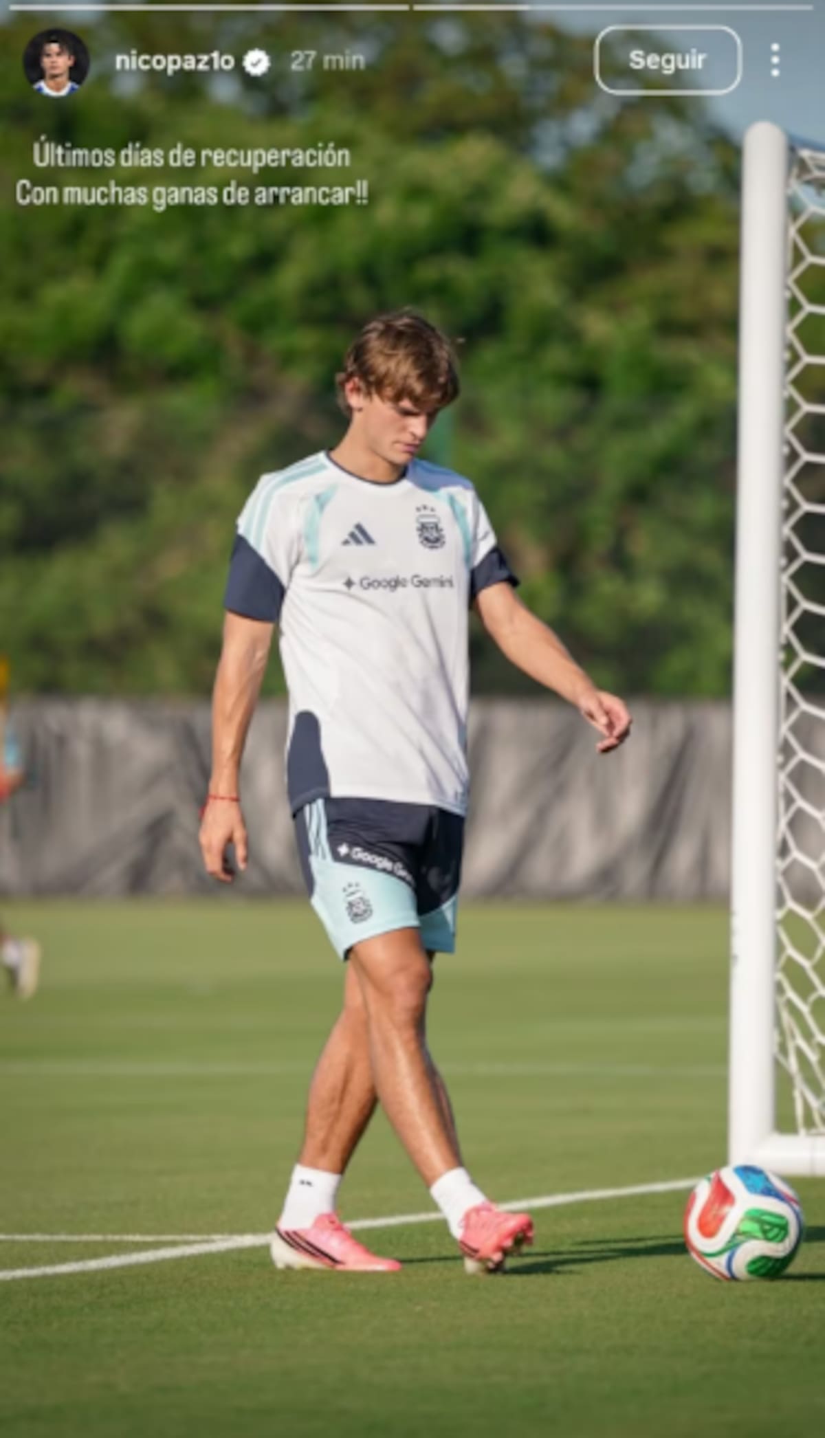 La imagen que el jugador argentino subió a Instagram