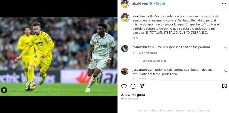 El posteo de Alex. Foto: Instagram.