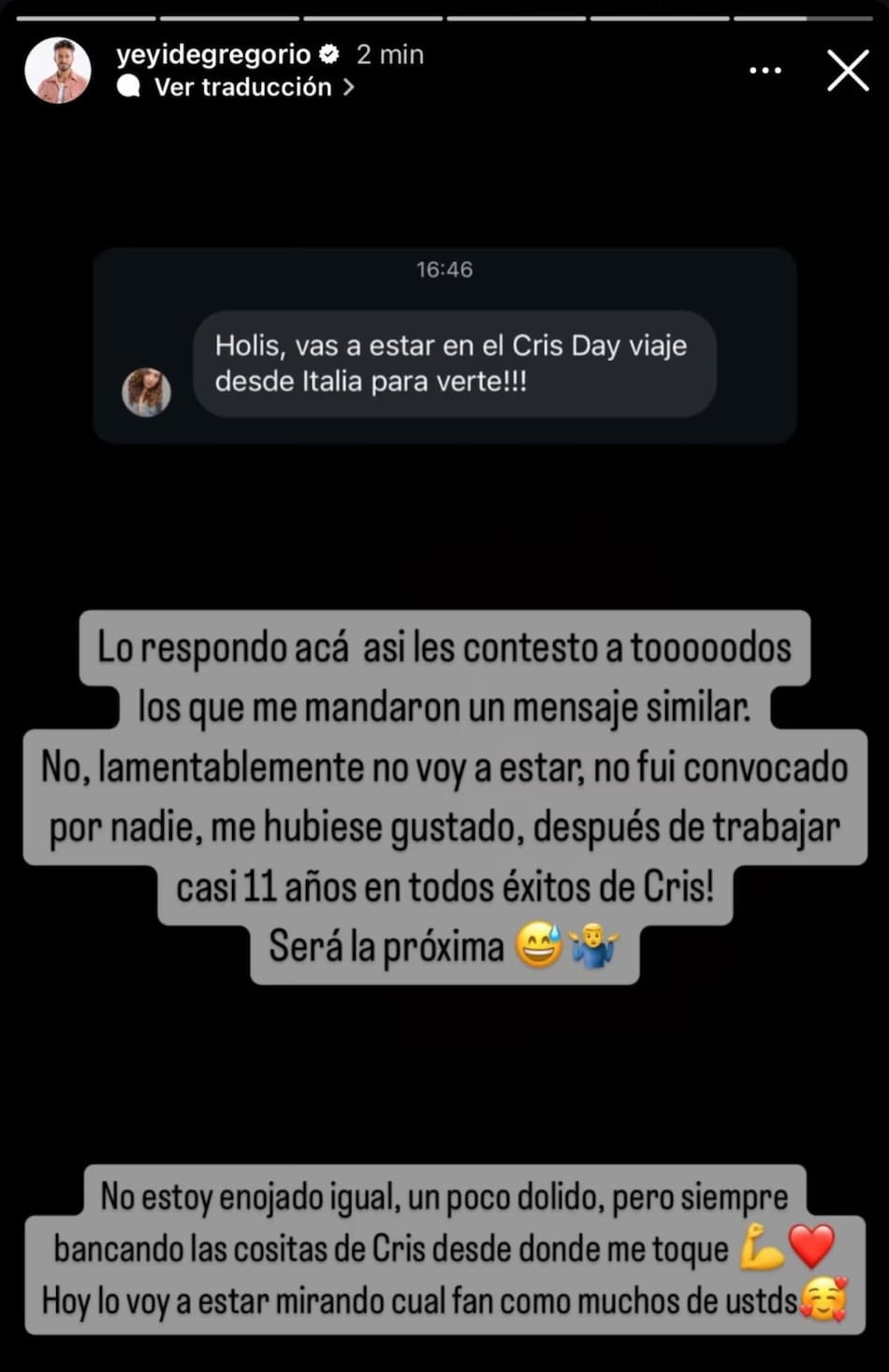 Stefano de Gregorio comenzó su carrera junto a Cris Morena. Redes Sociales.