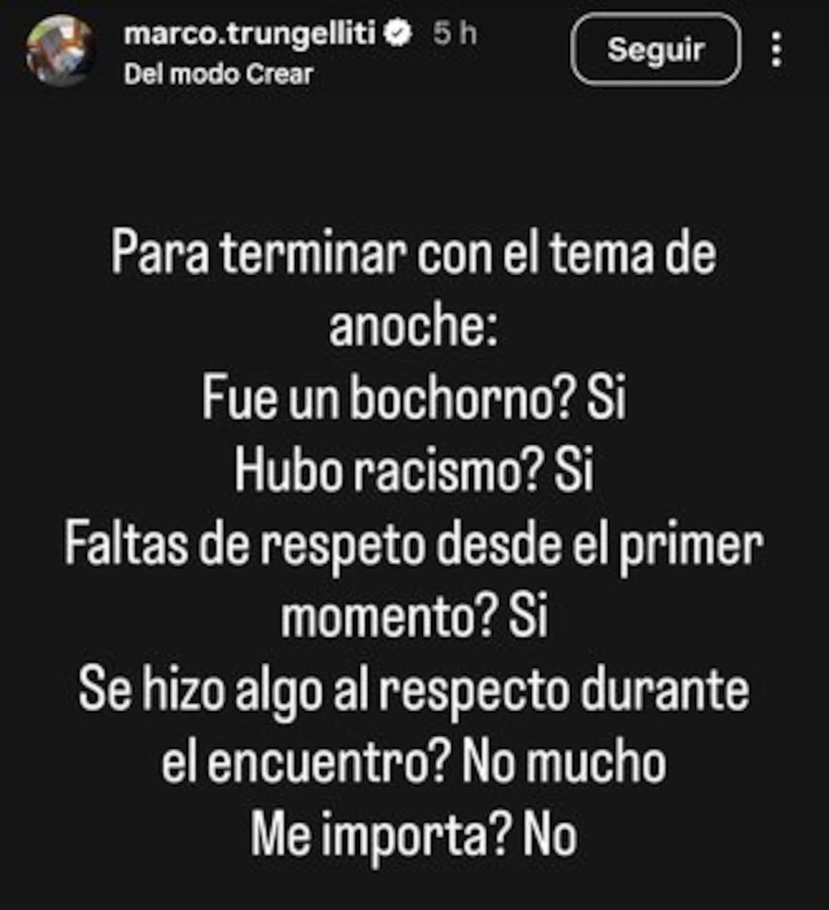Denuncia de racismo de Marco Trungelliti en el Masters 1000 de Madrid.