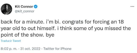 El mensaje de Kit Connor en Twitter. Foto: Twitter/kit_konnor