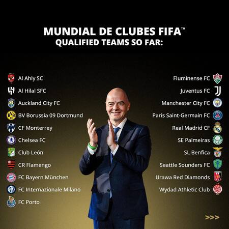 Gianni Infantino confirmó los equipos que ya aseguraron su lugar en el Mundial de Clubes 2025. Foto: Instagram.