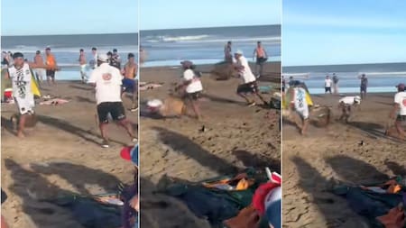 Vendedores de churros y chipá se agarraron a los "canastazos" en Villa Gesell. Foto: Captura de pantalla TikTok / tommaselian.