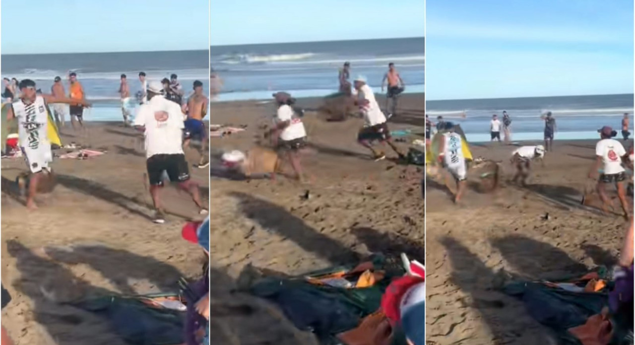 Vendedores de churros y chipá se agarraron a los "canastazos" en Villa Gesell. Foto: Captura de pantalla TikTok / tommaselian.