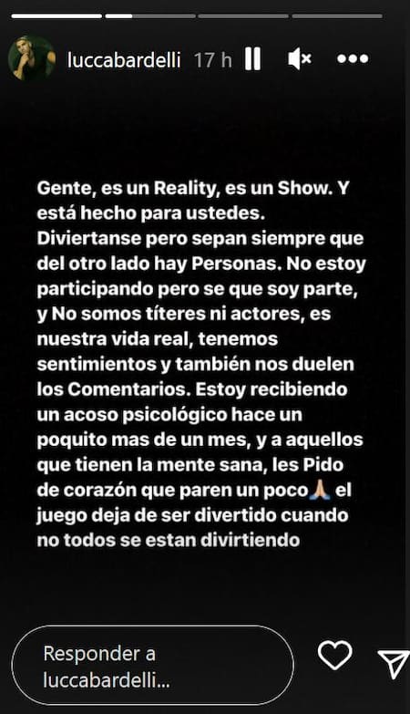 El pedido del novio de Julieta de Gran Hermano. Foto: Instagram.