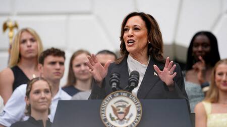 Kamala Harris, candidata a presidenta del Partido Demócrata. Foto: Reuters.