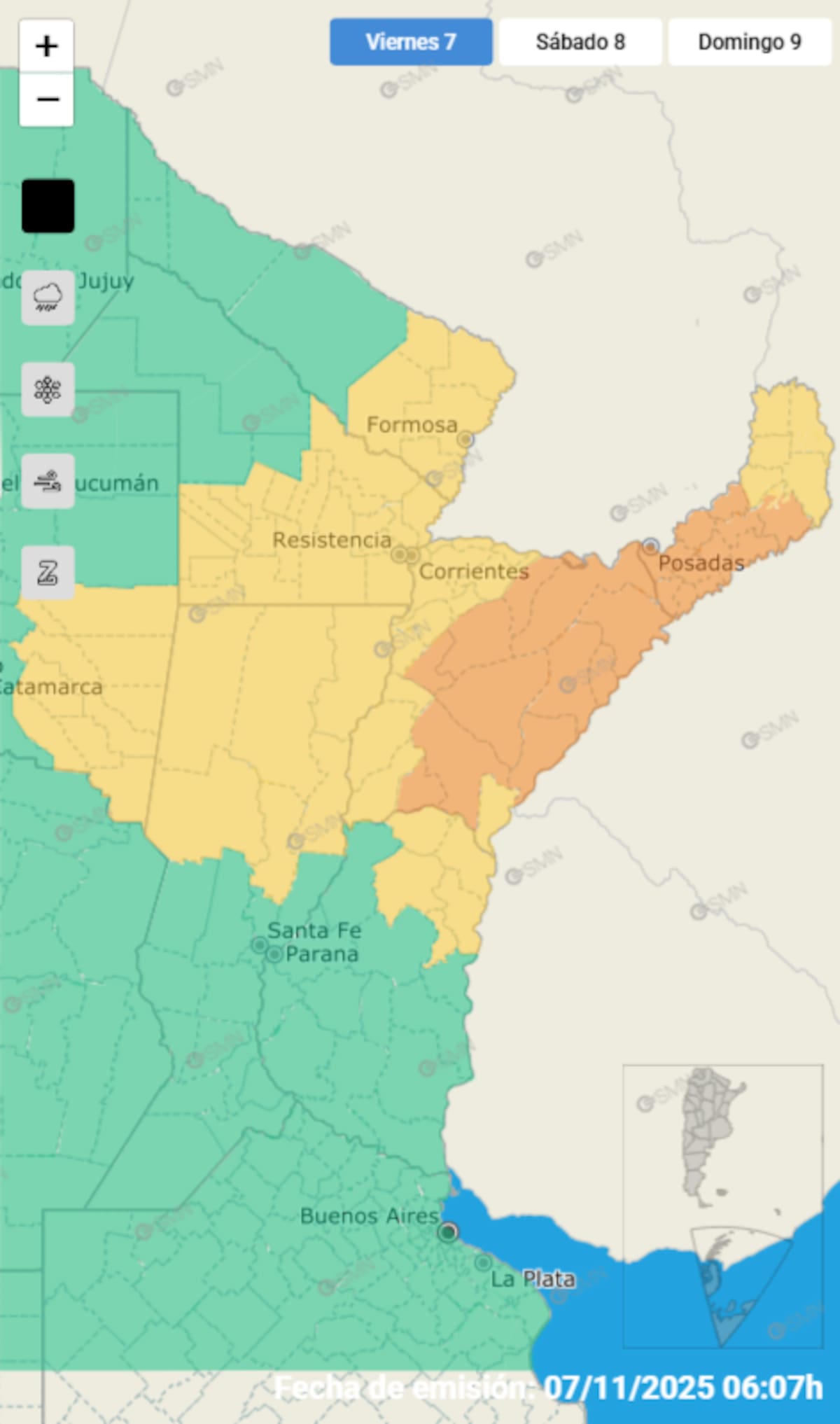 Provincias de Argentina bajo alerta por fuertes tormentas.