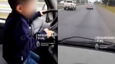 Niño obligado a manejar en autopista_Seguridad Vial