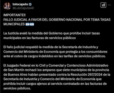 La celebración de Luis Caputo tras el fallo de la Justicia. Foto: captura.