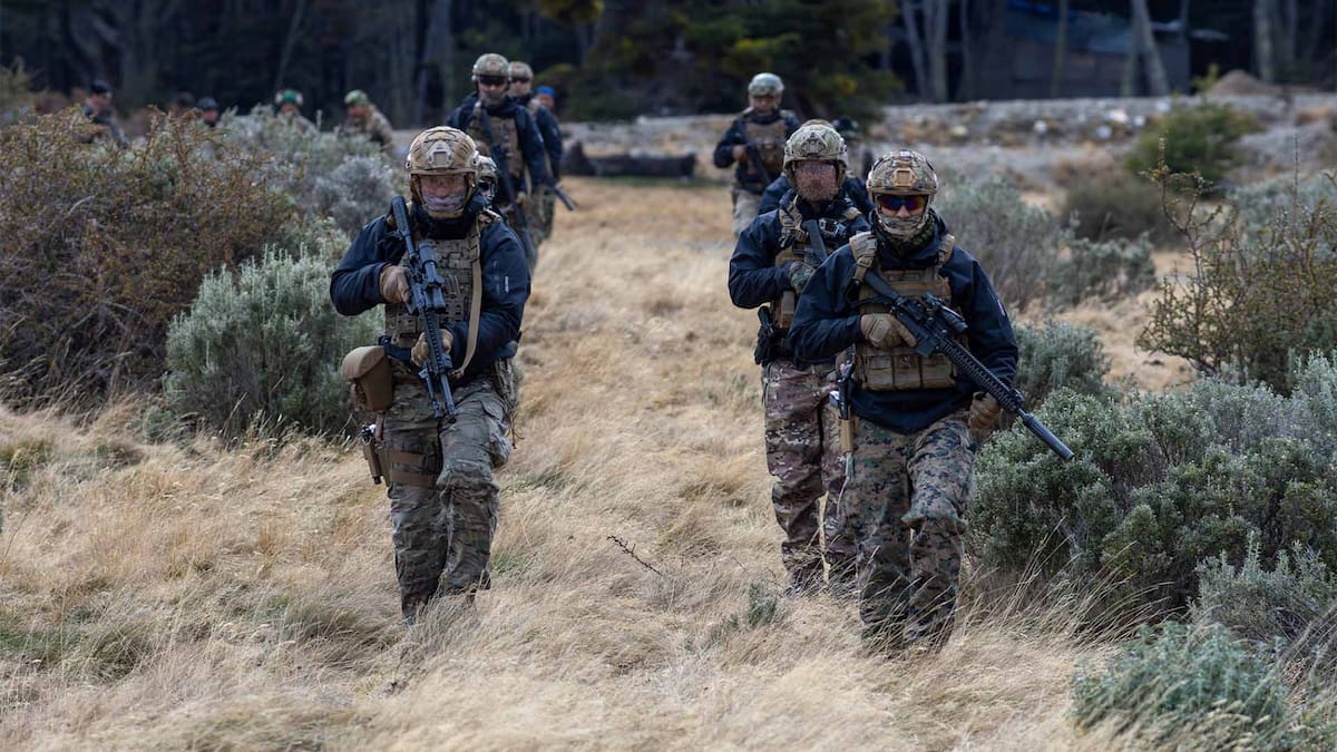 Ejercicios militares del Ejército argentino en Ushuaia.