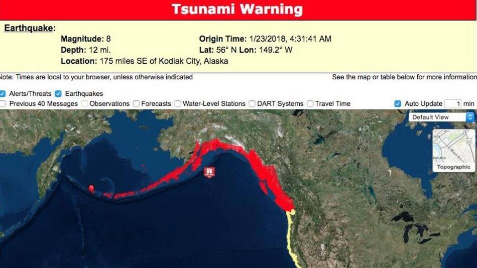Alerta de tsunami en Canadá y Estados Unidos