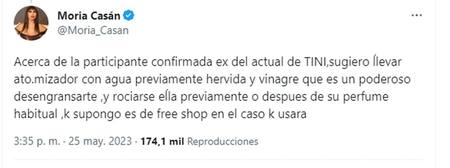 El mensaje de Moria Casán contra Cami Homs. Foto: Captura de pantalla.