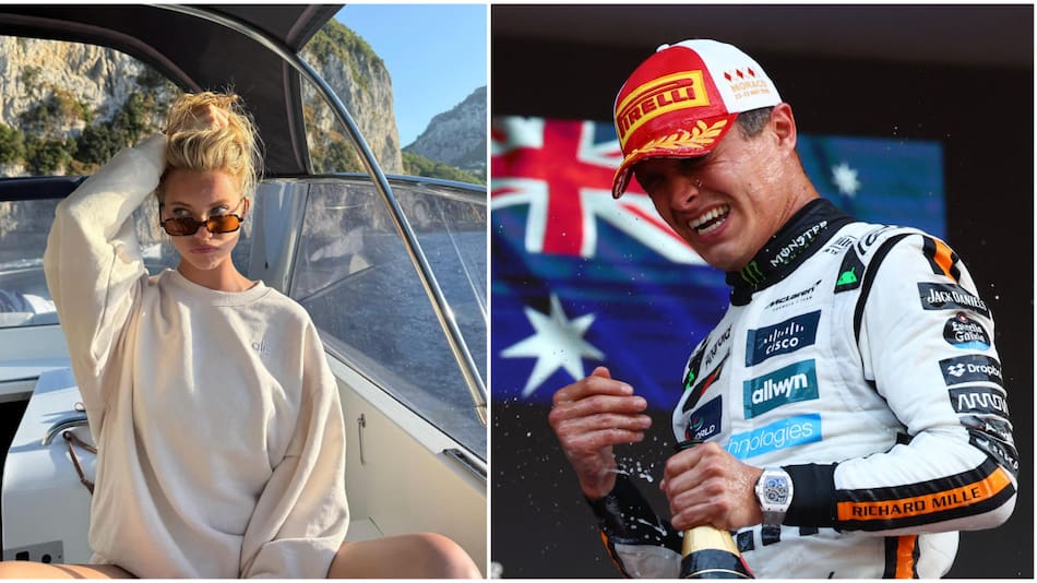 Magui Corceiro y Lando Norris. Fotos: Instagram - REUTERS/Piroschka Van De Wouw