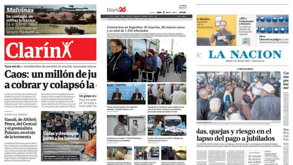 Tapas de diarios, sábado 4 de abril de 2020