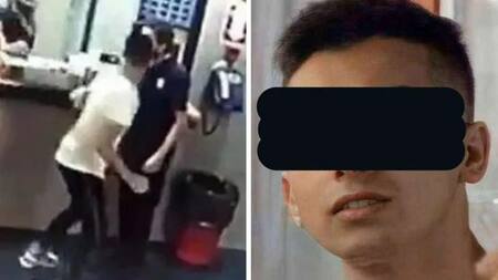 Detenido por golpear a playero. Fotos: captura de video y TN.