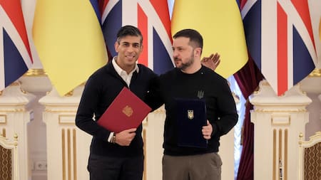 Rishi Sunak y Volodimir Zelenski. Foto: EFE.