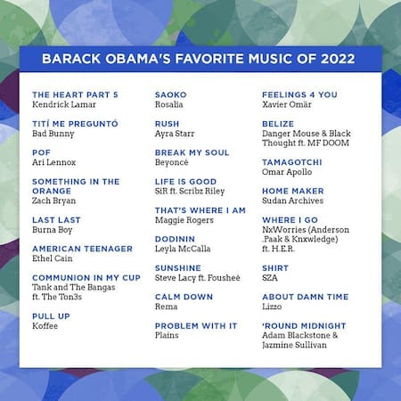 Las canciones favoritas de Obama este 2022. Foto: Instagram/barackobama.