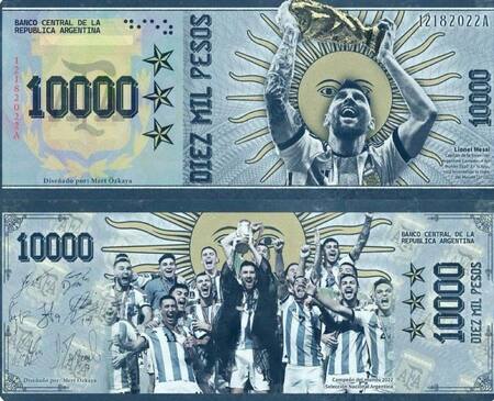 El billete viral con Messi. Foto: Twitter.