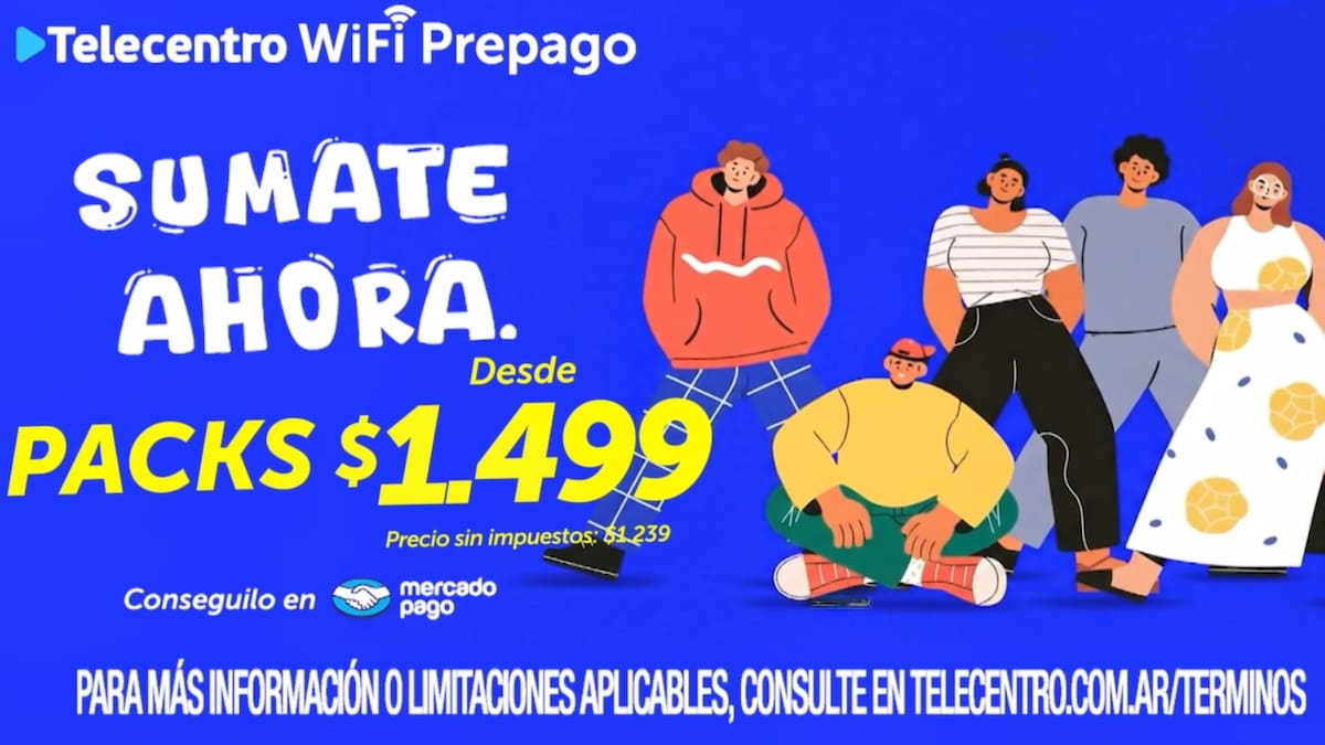 Telecentro wifi prepago a $1499