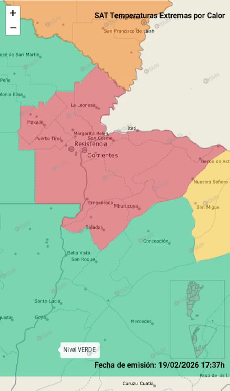 Alerta roja por calor extremo en dos provincias.