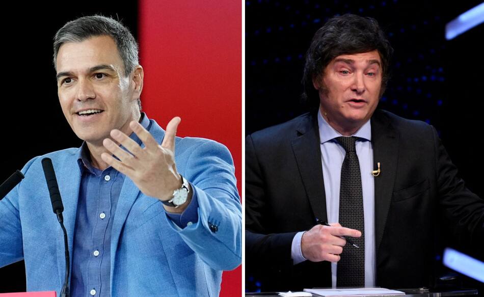 Pedro Sánchez y Javier Milei