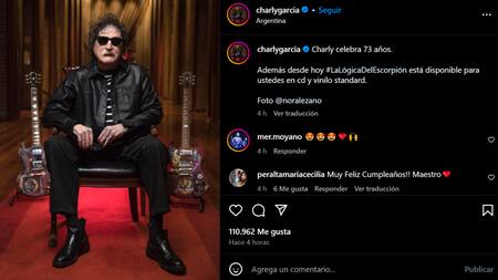 Charly García cumple 73 años. Foto: Instagram.