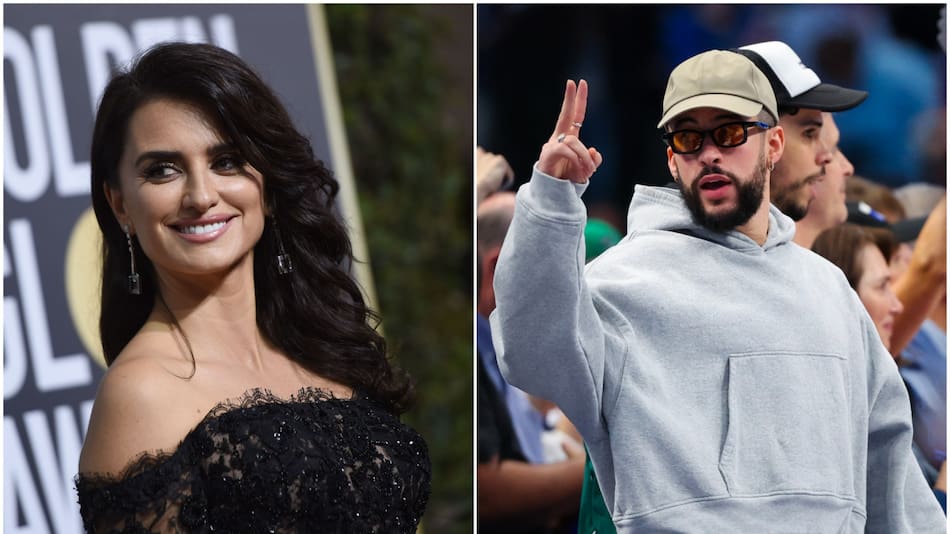 Penélope Cruz y Bad Bunny. Fotos: NA - Reuters.
