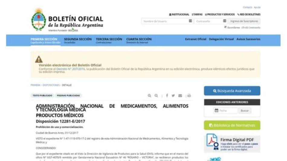 Anmat - Productos prohibidos