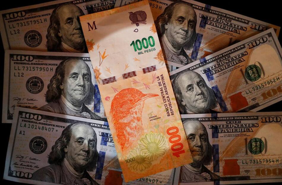 billetes de pesos y dólares, NA