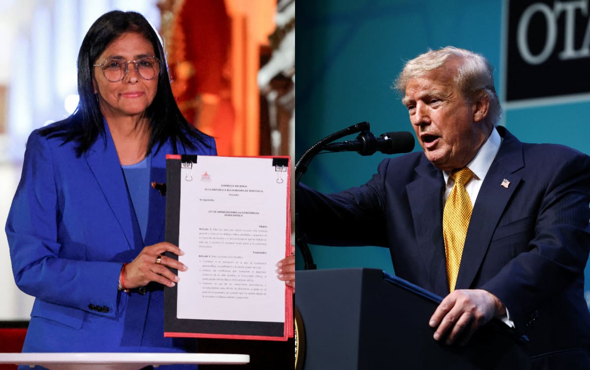 Delcy Rodríguez y Donald Trump