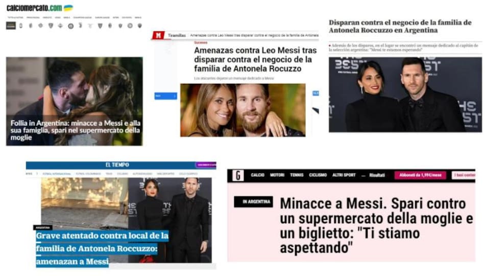 Medios internacionales sobre el ataque al supermercado de Antonela Roccuzzo en Rosario. Foto: NA.