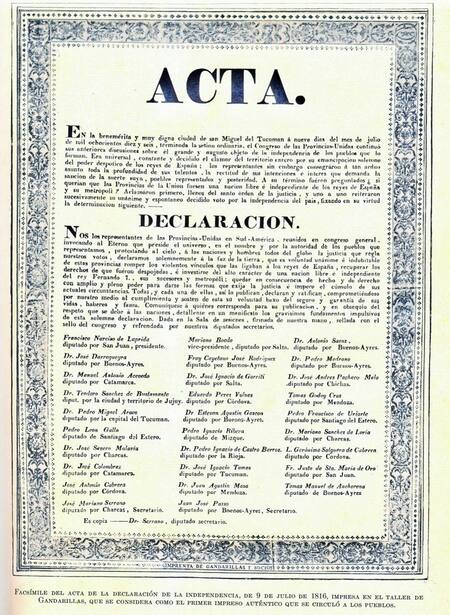 Acta de la independencia argentina, 9 de julio