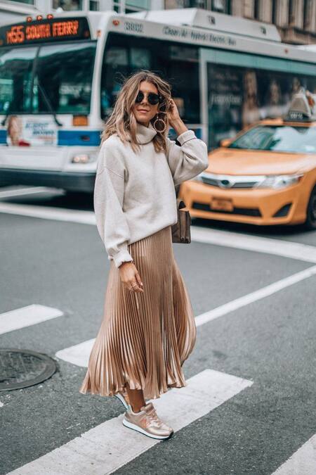 Suéter con pollera midi. Foto Pinterest