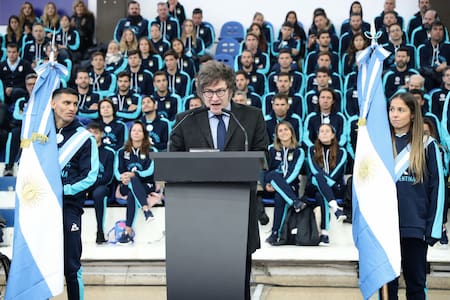 Javier Milei encabezó el acto de despedida de los deportistas argentinos que irán a los Juegos Olímpicos de París 2024. Foto: Presidencia.