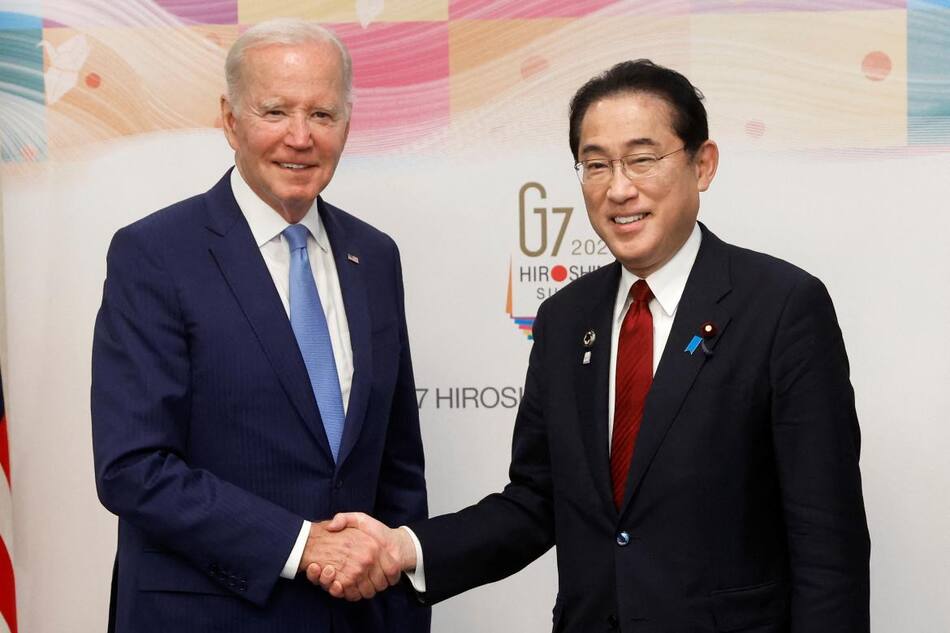 Joe Biden y Fumio Kishida, G7 en Hiroshima, Foto Reuters