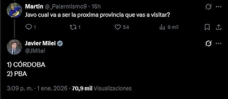 Javier Milei reveló las dos primeras provincias que visitará en 2026.
