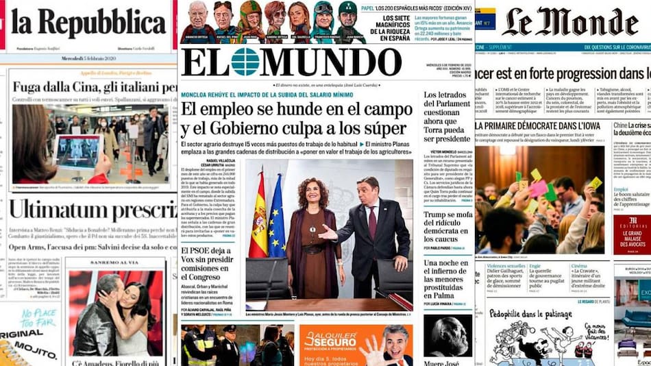 Tapas de diarios internacionales 5-2-20